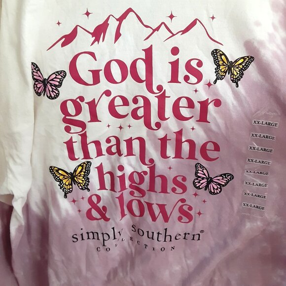 Simply Southern T-Shirt Size 2XL Long Sleeve Pullover Purple White NWT God - Picture 2 of 11